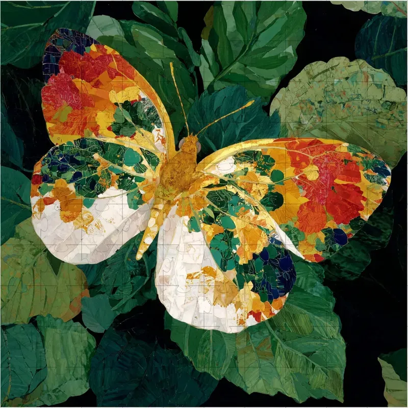 Collage Mosaic Botanical Lush Art