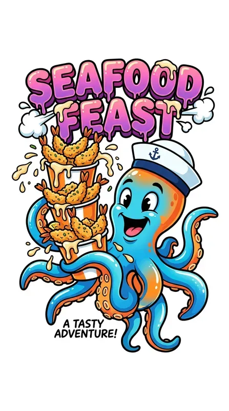 Ocean Animal Food Cartoon Stickers