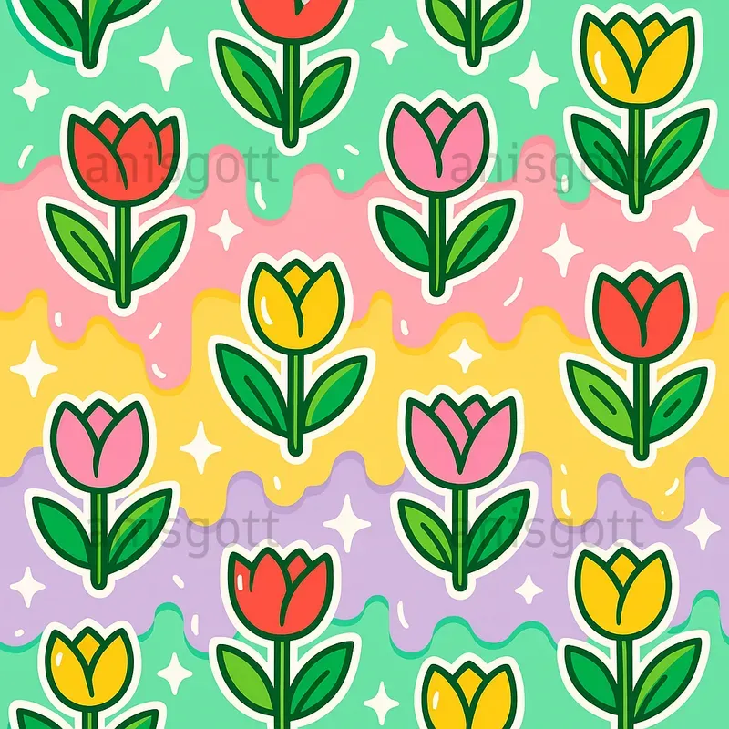 Groovy Retro Cute Seamless Patterns