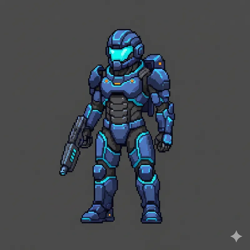 Futuristic Pixel RPG Hero Authorities