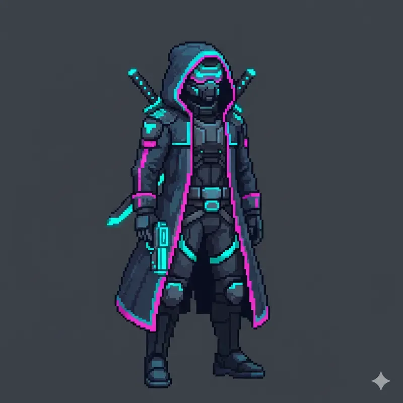 Futuristic Pixel RPG Hero Authorities