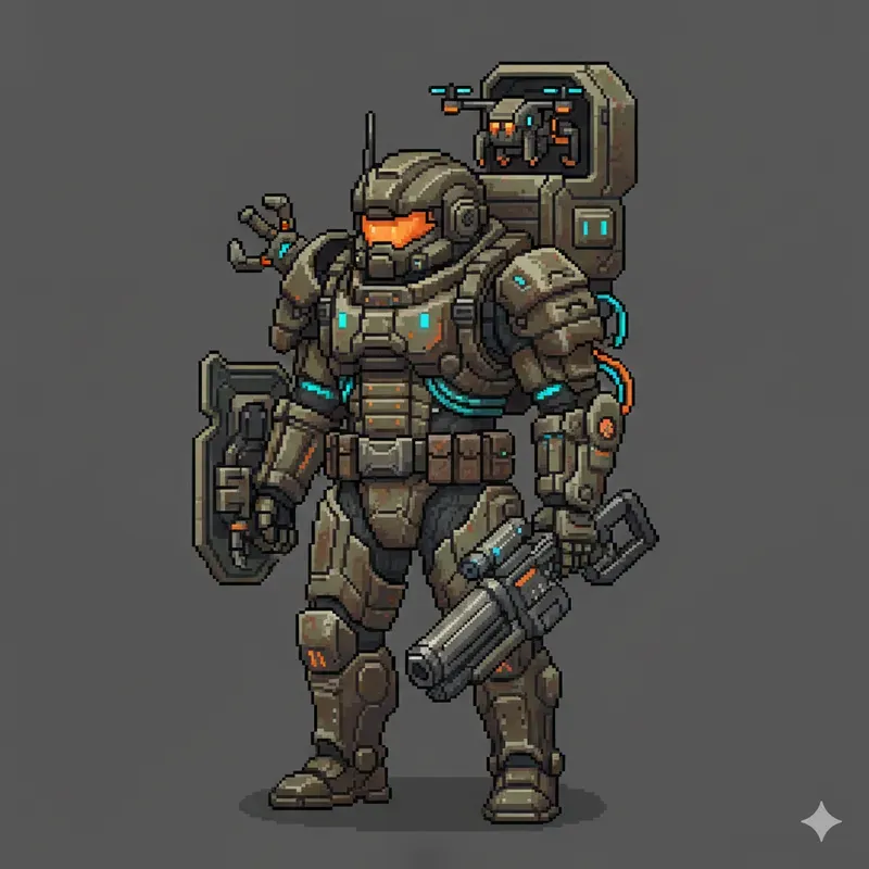 Futuristic Pixel RPG Hero Authorities