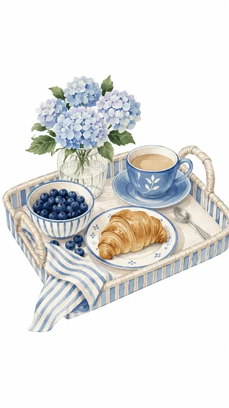 Hamptons Holiday Blue Naive Art Clipart