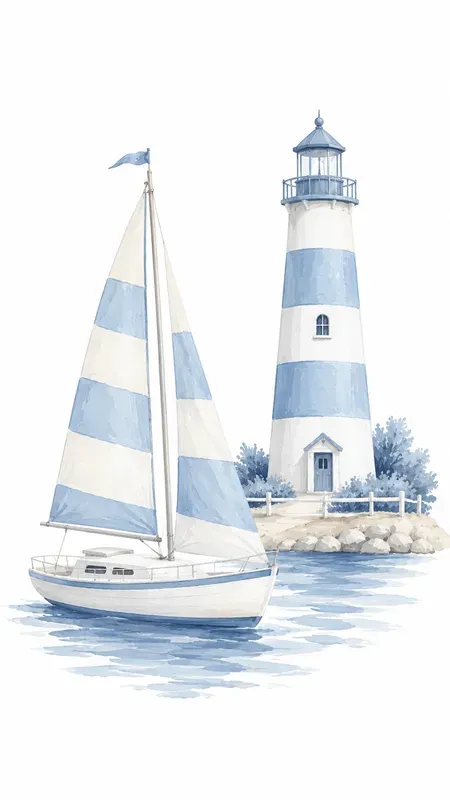 Hamptons Holiday Blue Naive Art Clipart