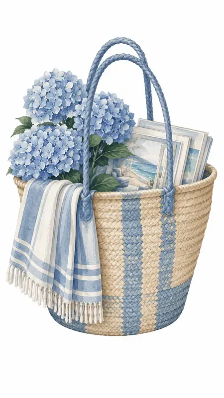 Hamptons Holiday Blue Naive Art Clipart