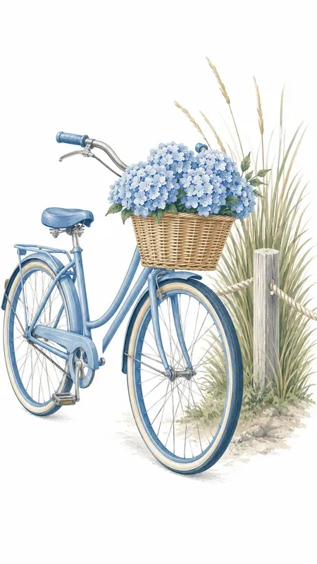 Hamptons Holiday Blue Naive Art Clipart