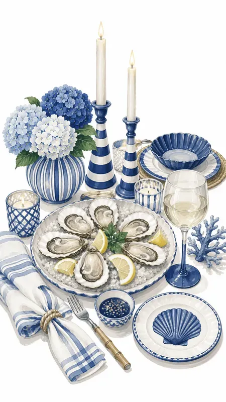 Hamptons Holiday Blue Naive Art Clipart