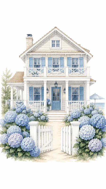 Hamptons Holiday Blue Naive Art Clipart