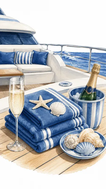 Hamptons Holiday Blue Naive Art Clipart
