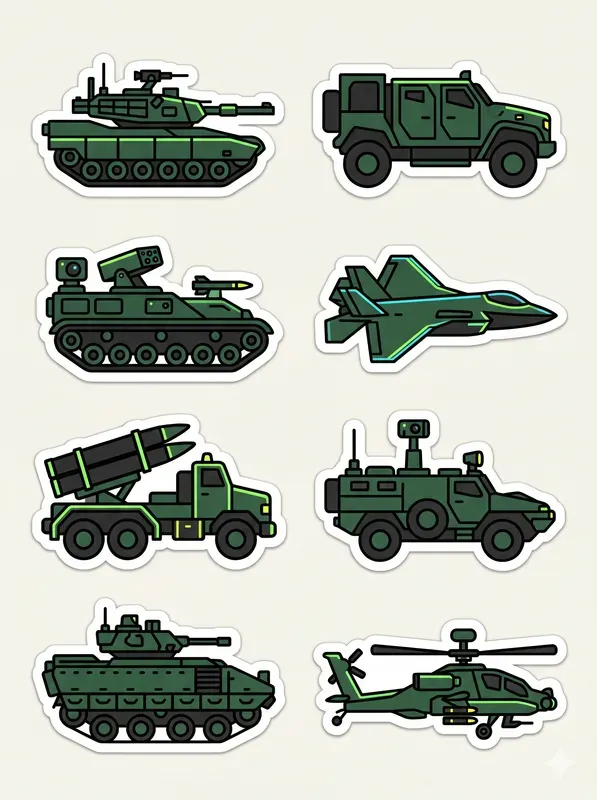 Military Vehicles Sticker Packs