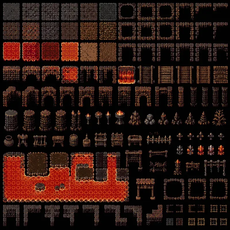 8bit RPG Terrain Tileset Designs