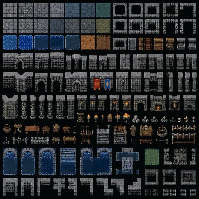 8bit RPG Terrain Tileset Designs