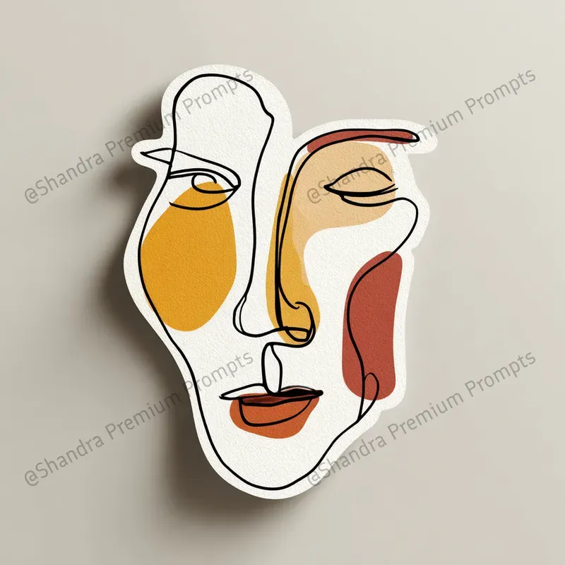 Minimalist Line Art Faces Stickers
