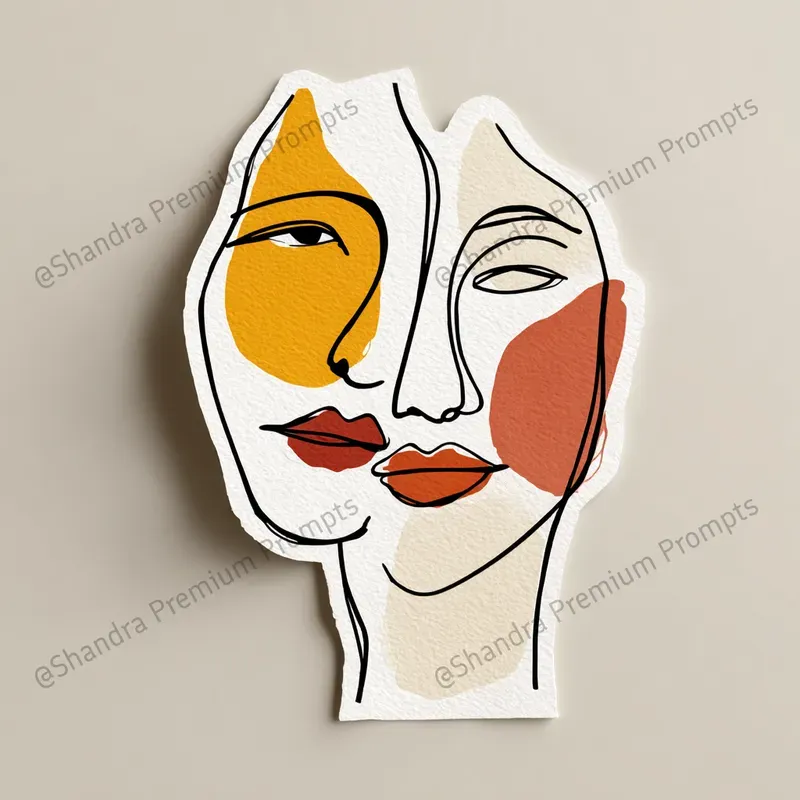 Minimalist Line Art Faces Stickers