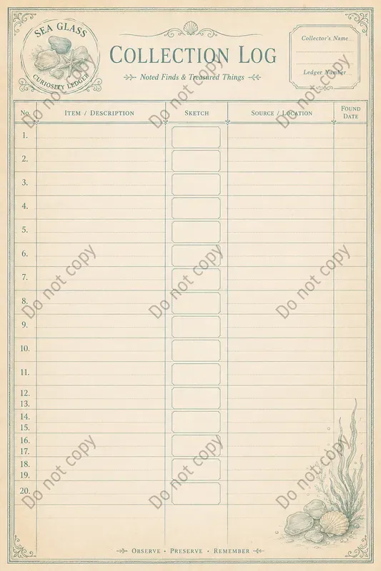 Collection Log Junk Journal Pages
