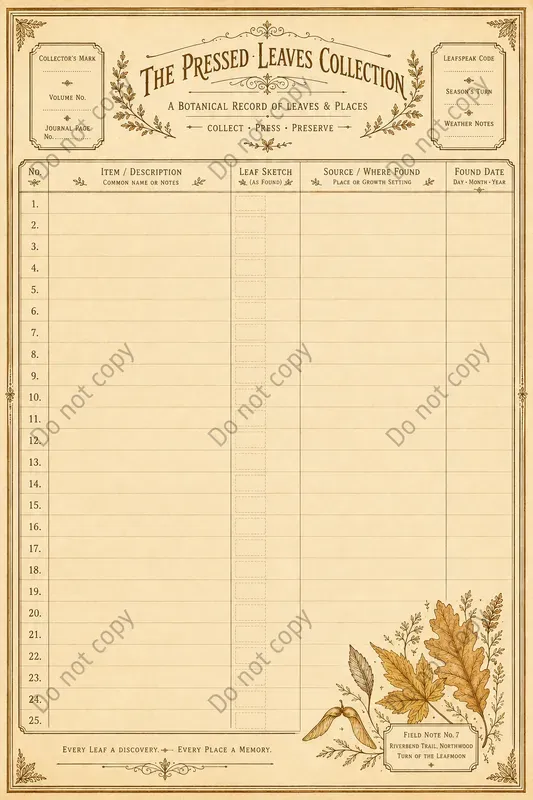 Collection Log Junk Journal Pages