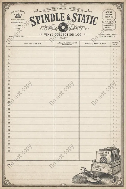 Collection Log Junk Journal Pages