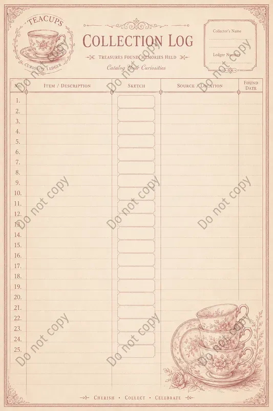 Collection Log Junk Journal Pages