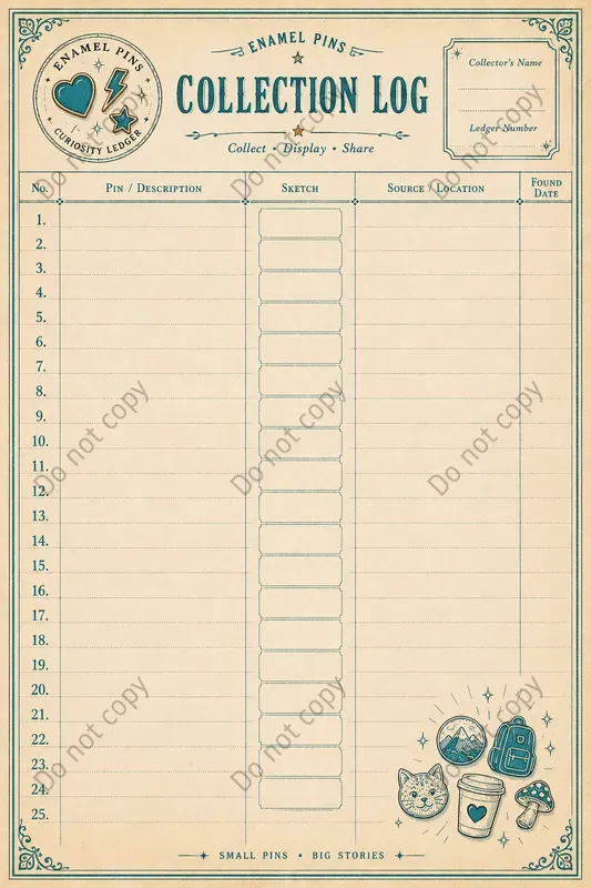 Collection Log Junk Journal Pages