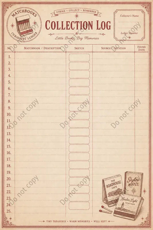 Collection Log Junk Journal Pages
