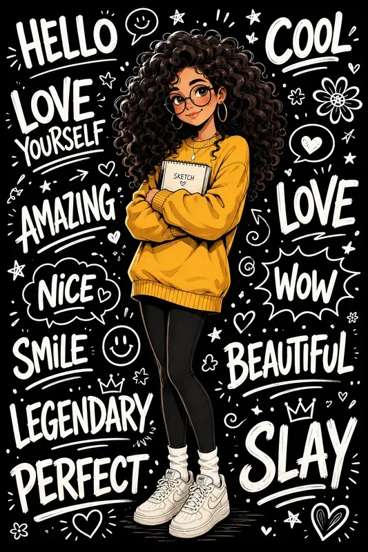 Bold Girl Power Doodle Portraits
