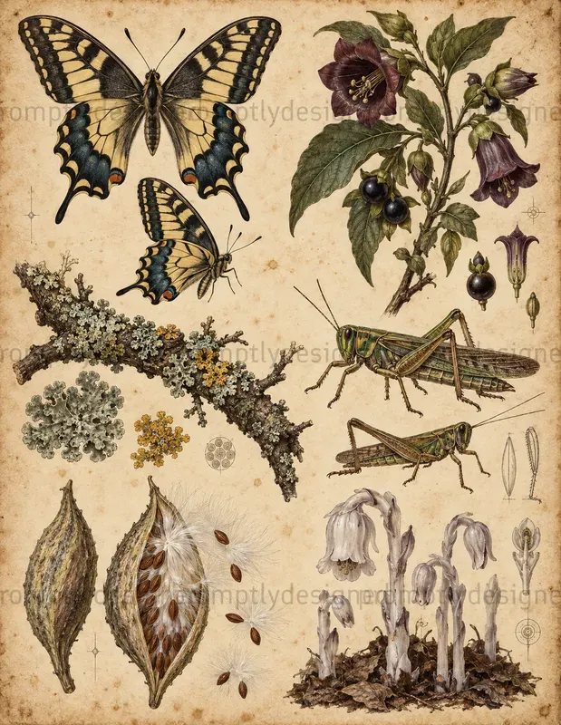 Dark Academia Specimen Sheets