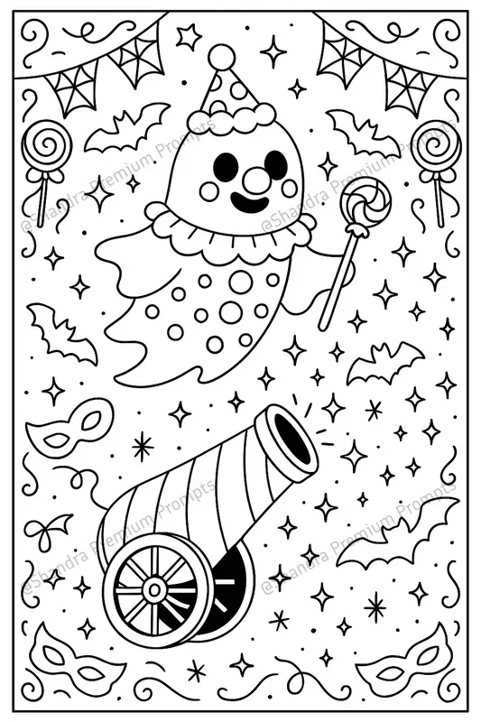 Carnival Halloween Coloring Book Pages