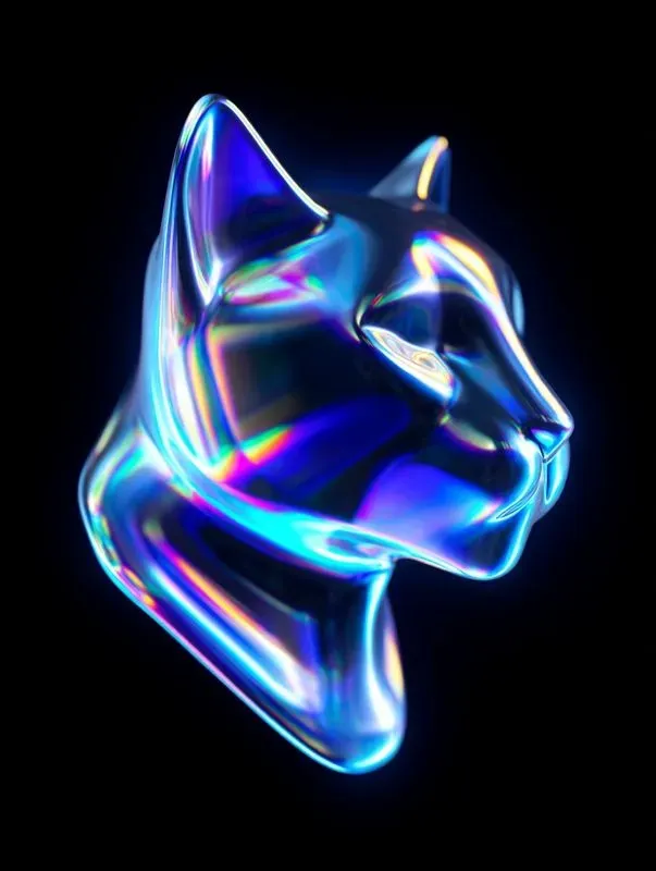 3D Holographic Chrome Objects