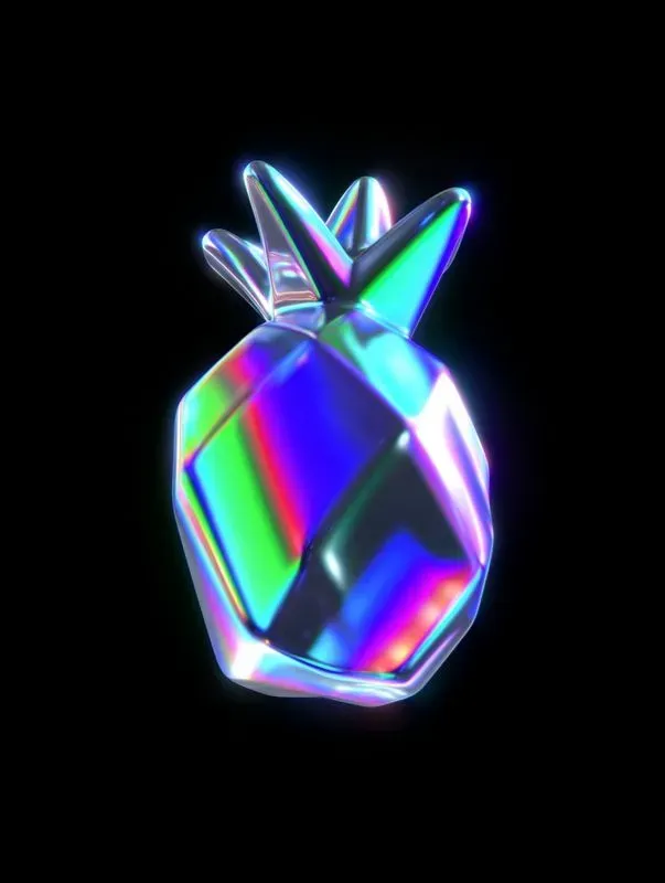 3D Holographic Chrome Objects