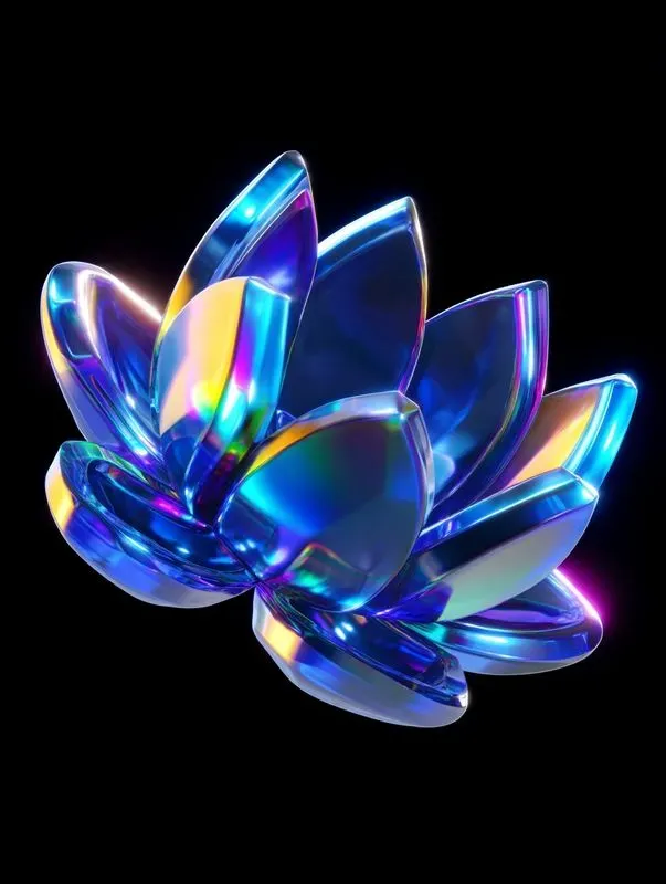 3D Holographic Chrome Objects