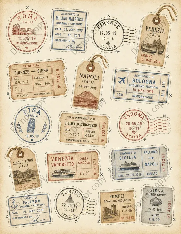 Travel Stamp Junk Journal Sheets