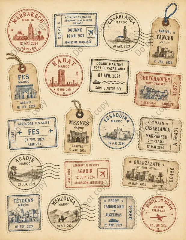 Travel Stamp Junk Journal Sheets