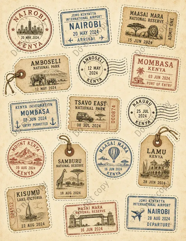Travel Stamp Junk Journal Sheets