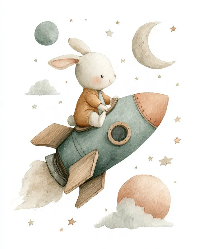 Cosmic Woodland Animal Nursery Art