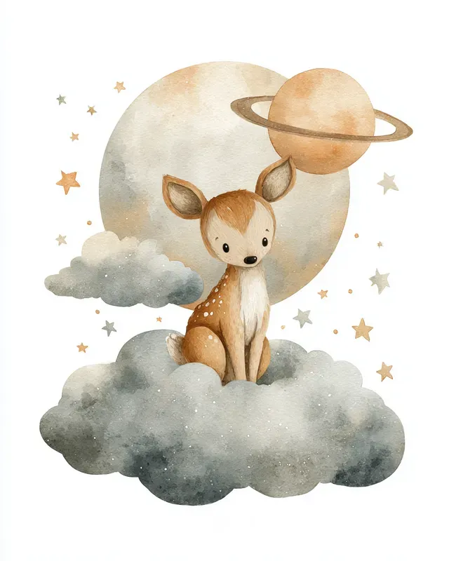 Cosmic Woodland Animal Nursery Art