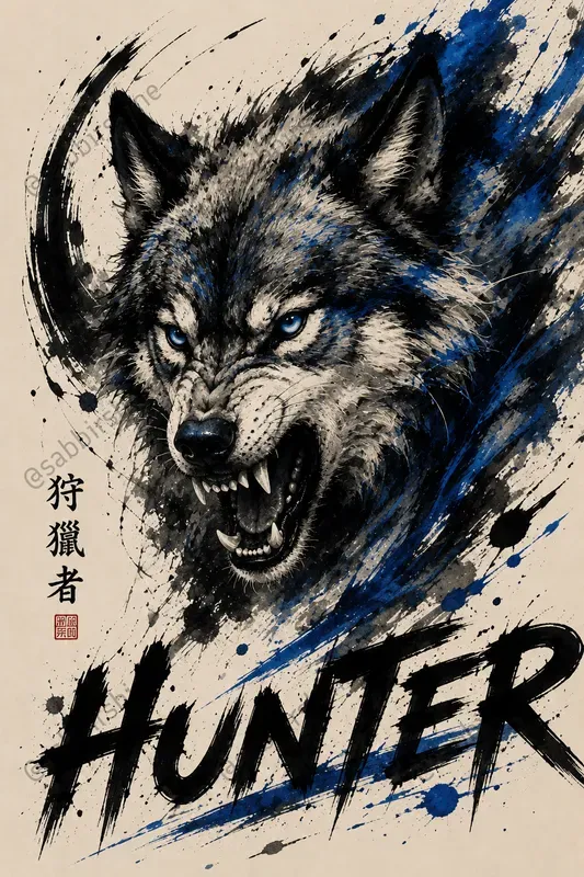 Abstract Ink Brush Animal Poster Generator