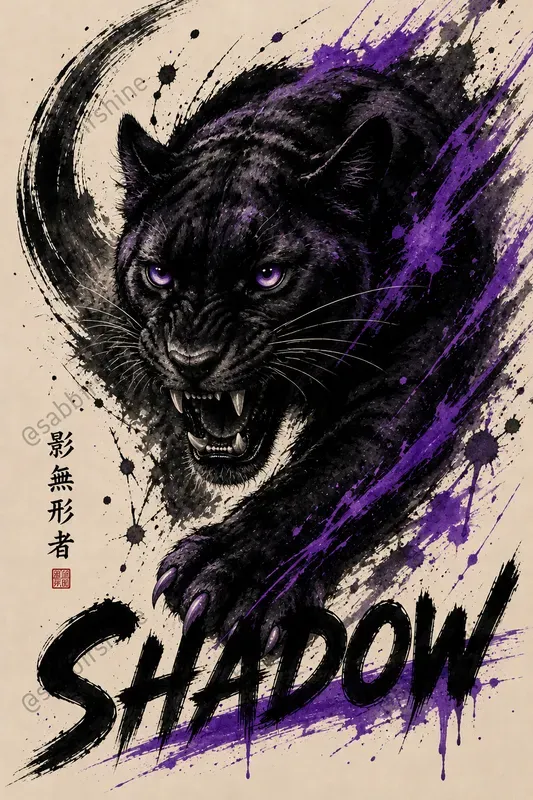 Abstract Ink Brush Animal Poster Generator