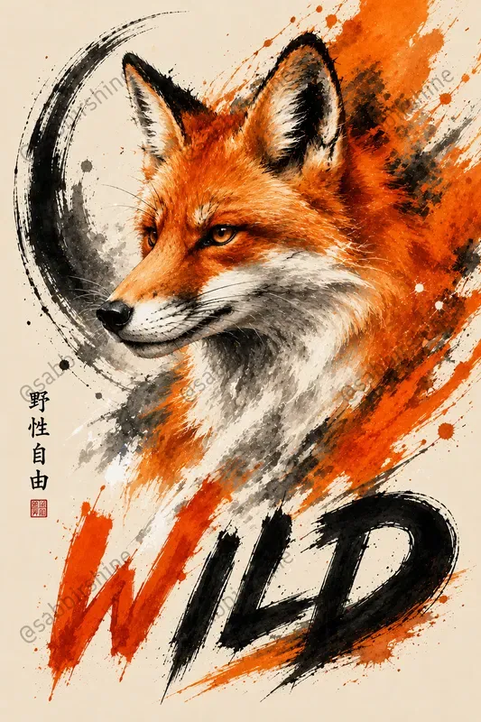 Abstract Ink Brush Animal Poster Generator