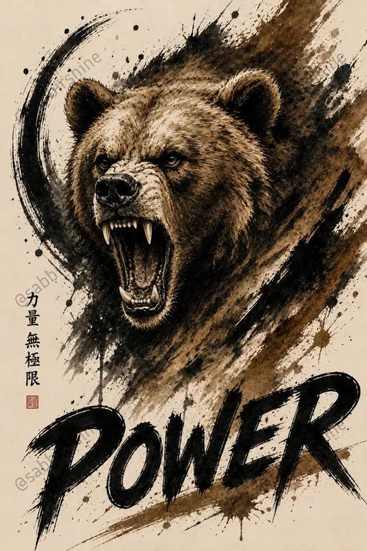 Abstract Ink Brush Animal Poster Generator