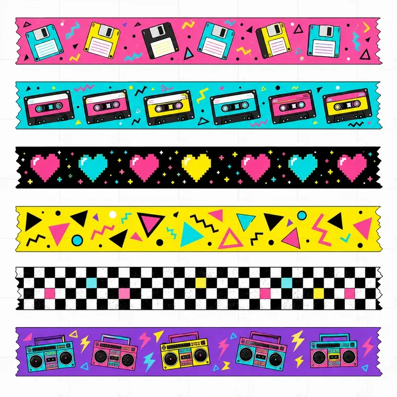 Decorative Isolated Paper Tape Stickers