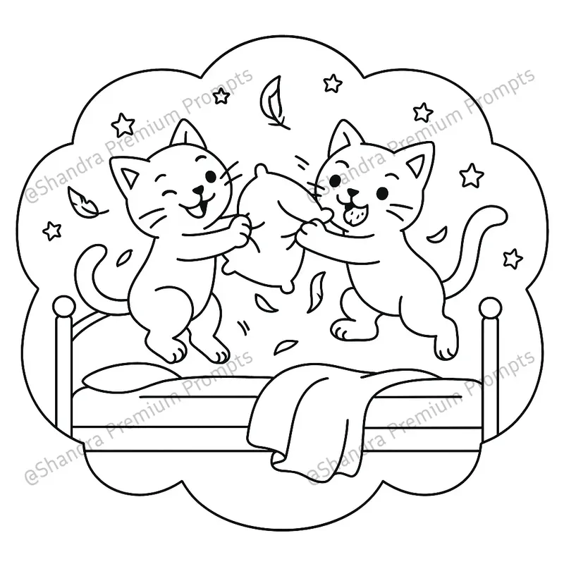Naughty Cats Coloring Book Pages