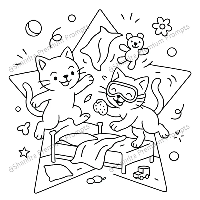Naughty Cats Coloring Book Pages