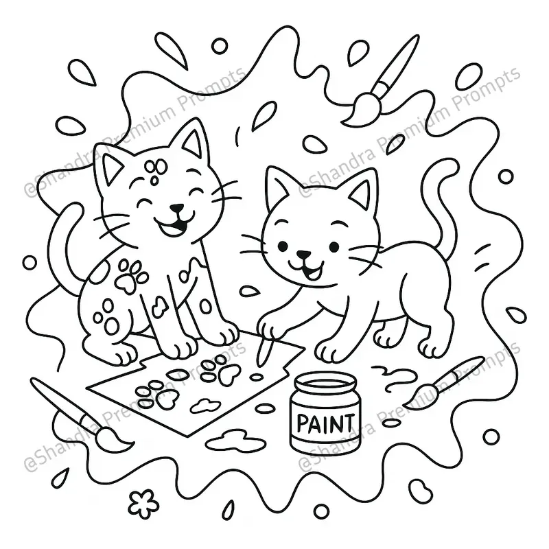Naughty Cats Coloring Book Pages