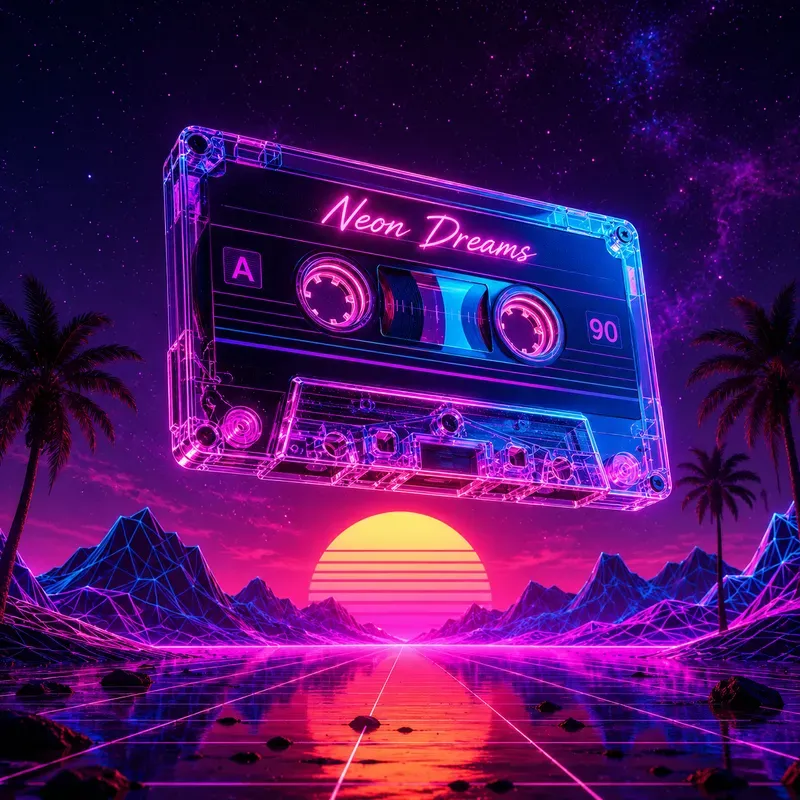 Synthwave Neon Retro Render Packs 3D