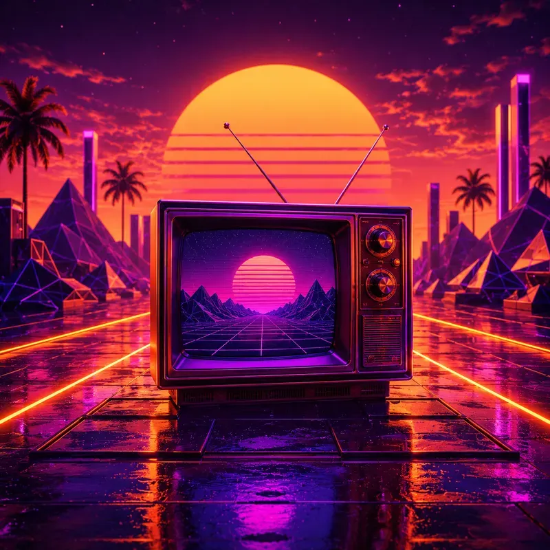 Synthwave Neon Retro Render Packs 3D