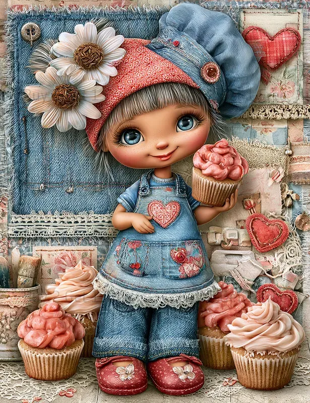 Sweet Denim Baking Girl Junk Journals