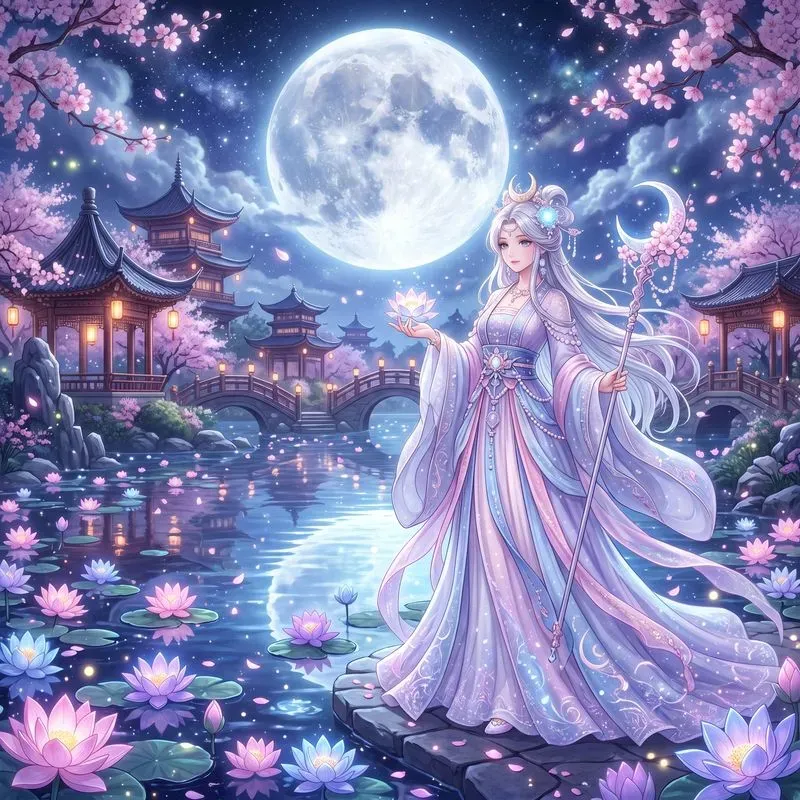 Moonlit Lotus Fantasy Portraits