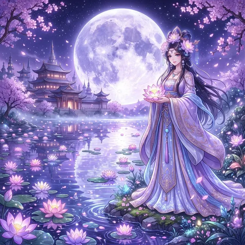Moonlit Lotus Fantasy Portraits