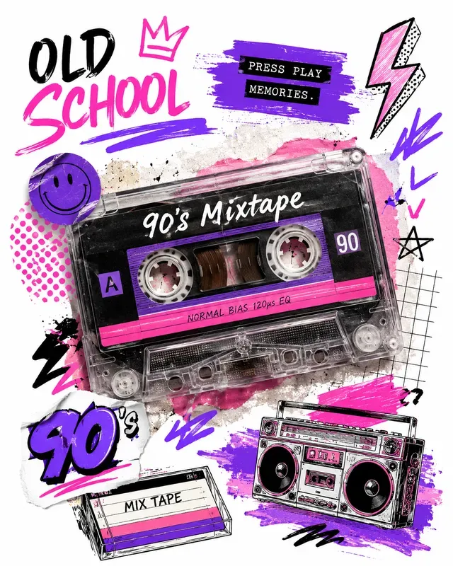 Retro Mixedmedia Doodle Art