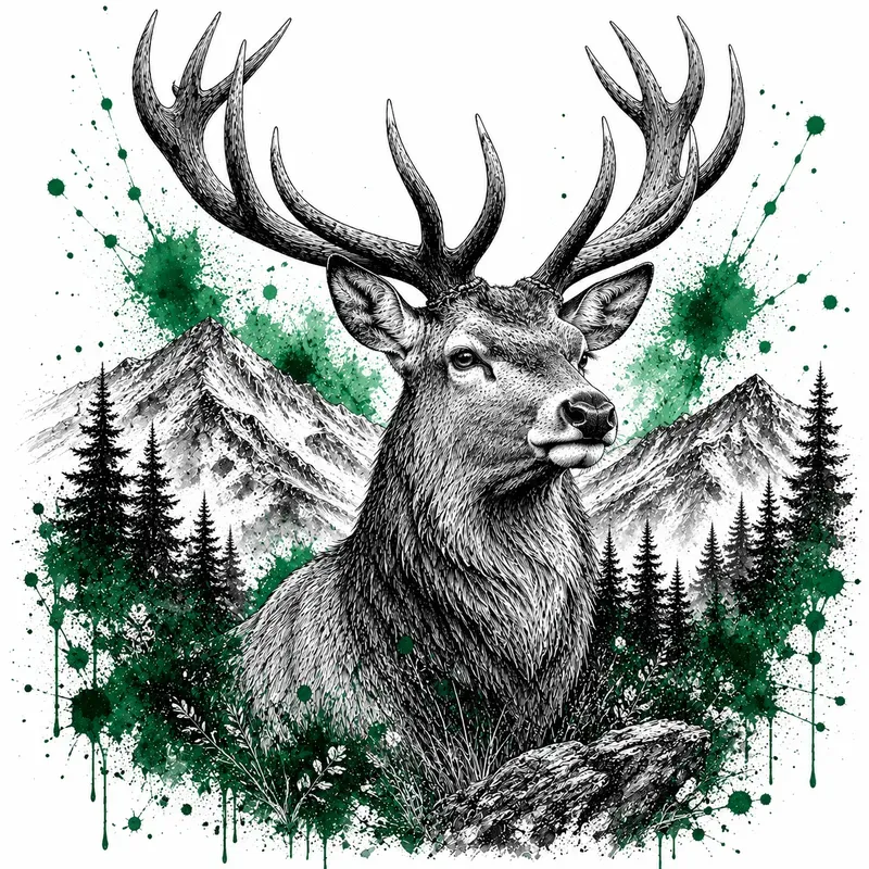 Wildlife Watercolor Ink Art Prints